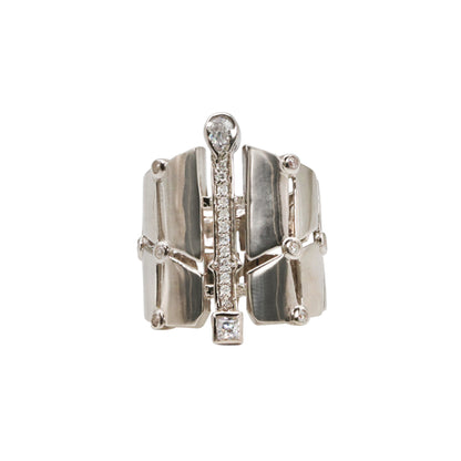 Silver & CZ Modern Cuff Band Ring