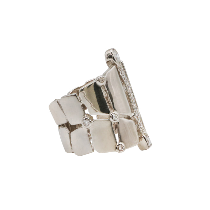 Silver & CZ Modern Cuff Band Ring