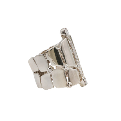 Silver & CZ Modern Cuff Band Ring