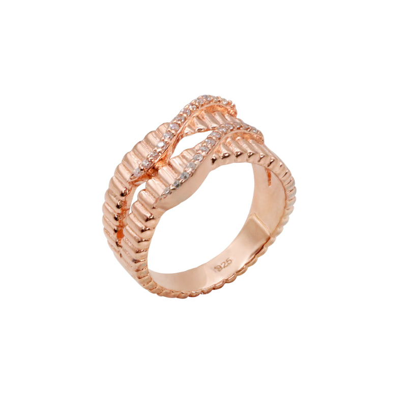 Rose Gold & CZ Intertwined Ring
