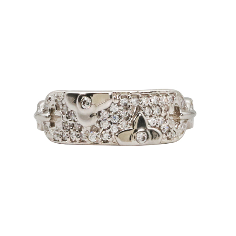 Pave-Set CZ Floral Sterling Silver Ring