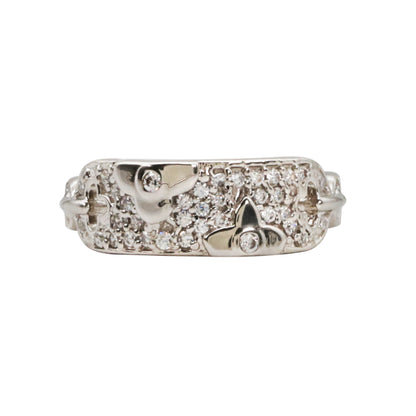 Pave-Set CZ Floral Sterling Silver Ring