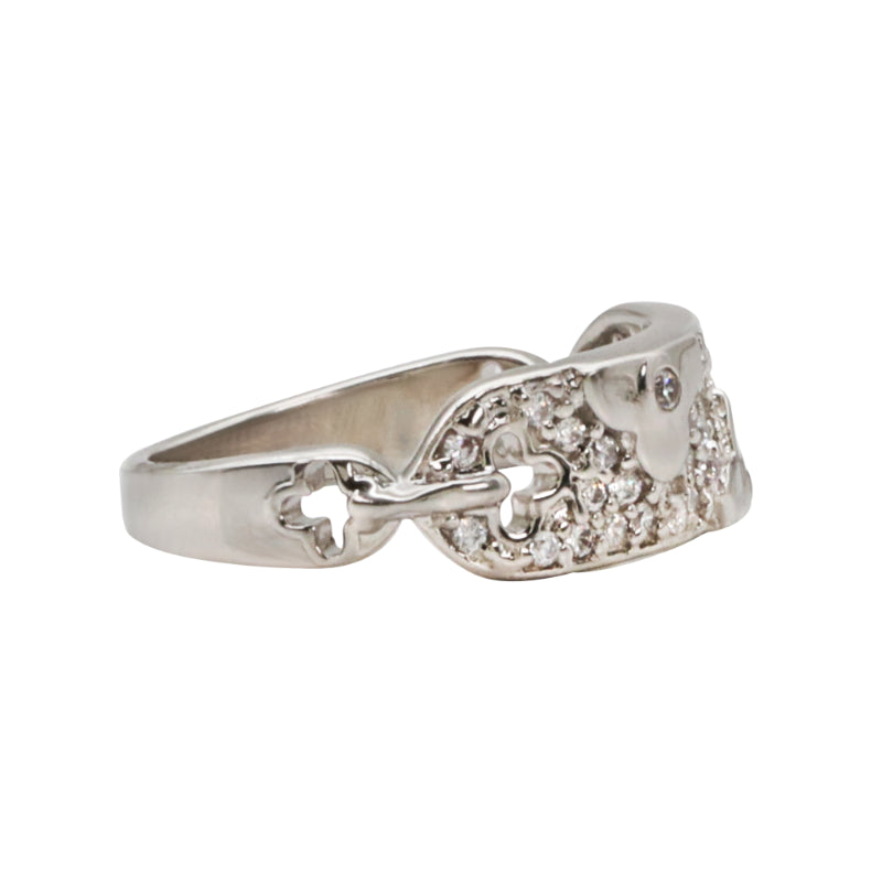 Pave-Set CZ Floral Sterling Silver Ring