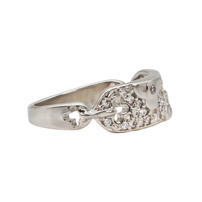 Pave-Set CZ Floral Sterling Silver Ring