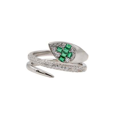Pear-Shaped Emerald & CZ Bypass Ring