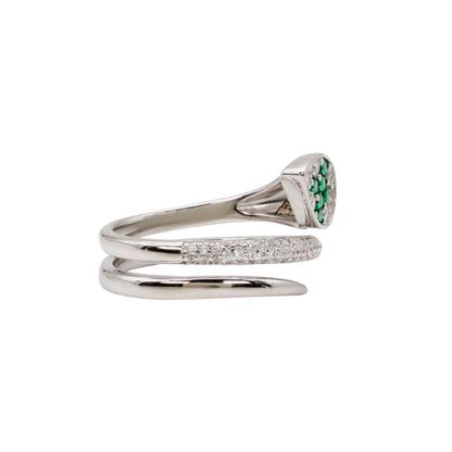 Pear-Shaped Emerald & CZ Bypass Ring
