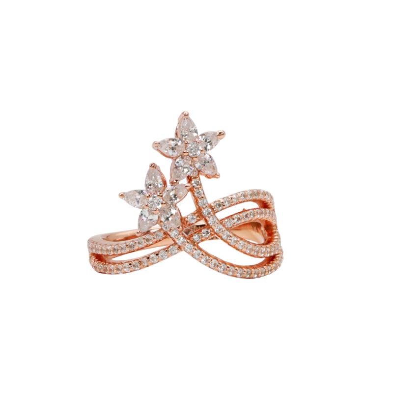 Rose Gold & CZ Blossom Ring
