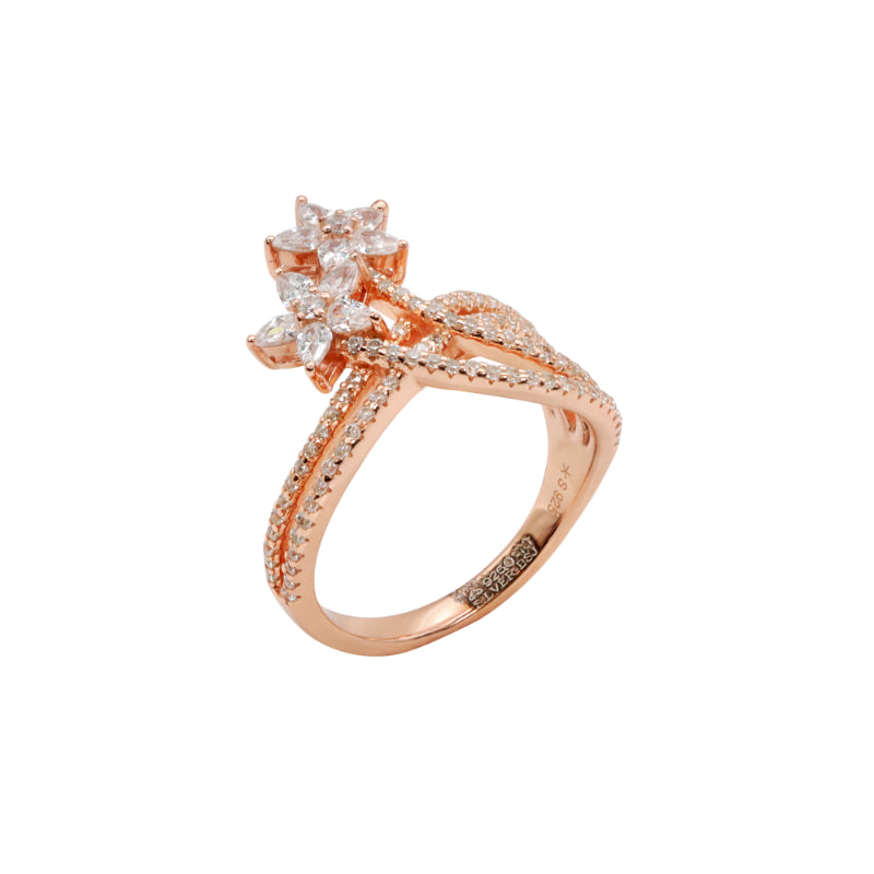 Rose Gold & CZ Blossom Ring