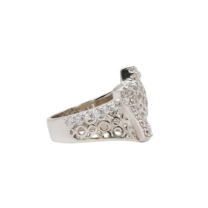 Silver & CZ Hollowed-Circle Statement Ring