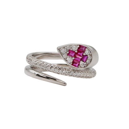 Pear-Shaped Ruby & CZ Bypass Ring