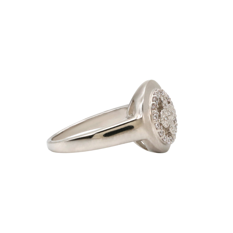 Silver & CZ Floral Signet Ring