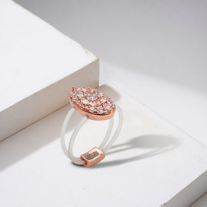 Rose Gold & CZ Marquise Acrylic Band Ring