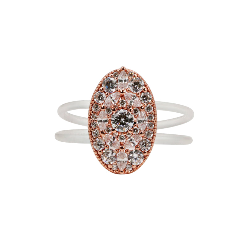 Rose Gold & CZ Marquise Acrylic Band Ring