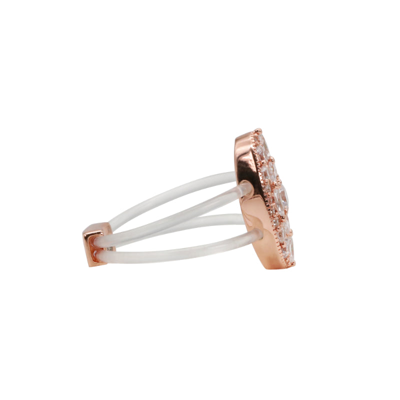 Rose Gold & CZ Marquise Acrylic Band Ring