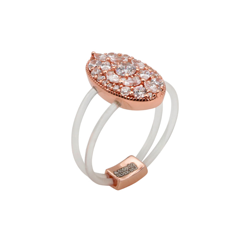 Rose Gold & CZ Marquise Acrylic Band Ring