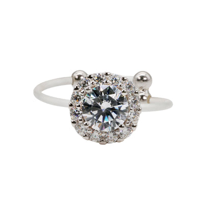 Silver & CZ Halo Acrylic Band Ring