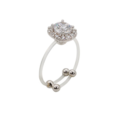 Silver & CZ Halo Acrylic Band Ring