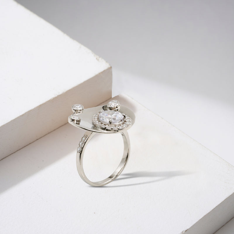 Silver & CZ Planet-Inspired Ring