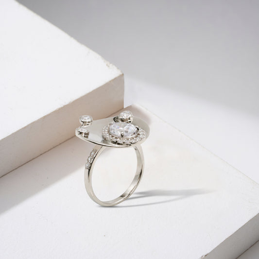 Silver & CZ Planet-Inspired Ring