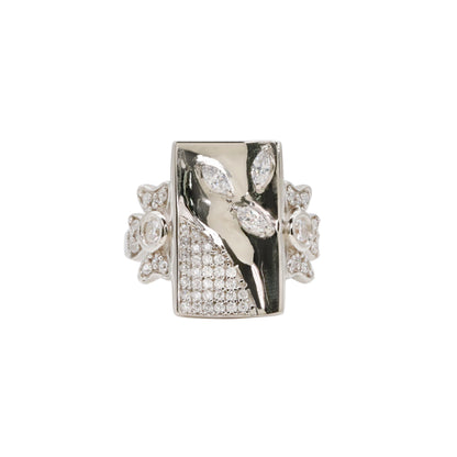 Silver & CZ Modern Butterfly Ring