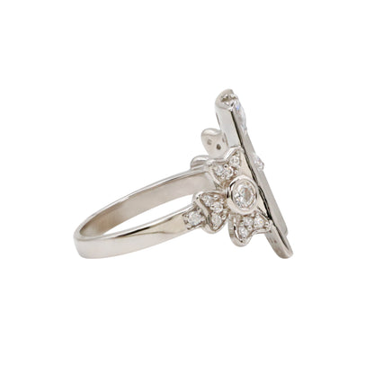Silver & CZ Modern Butterfly Ring