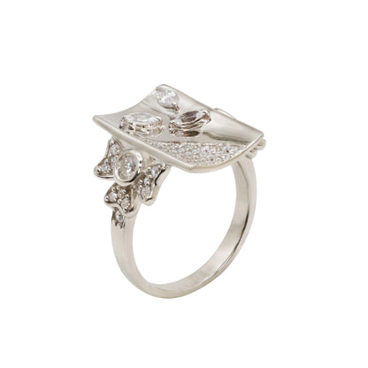 Silver & CZ Modern Butterfly Ring