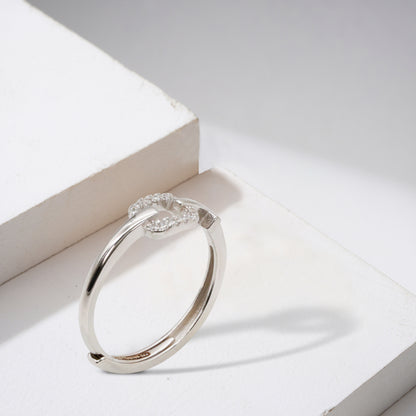 Silver & CZ Intertwined Heart Ring