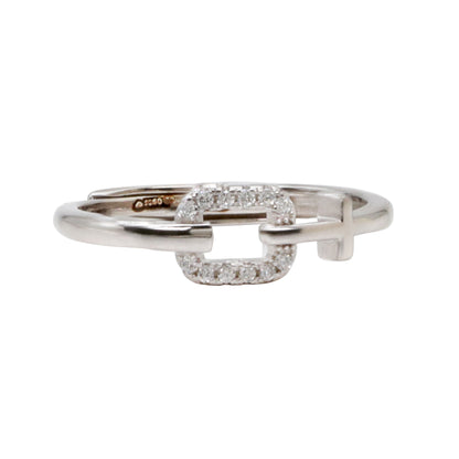 Silver & CZ Intertwined Heart Ring