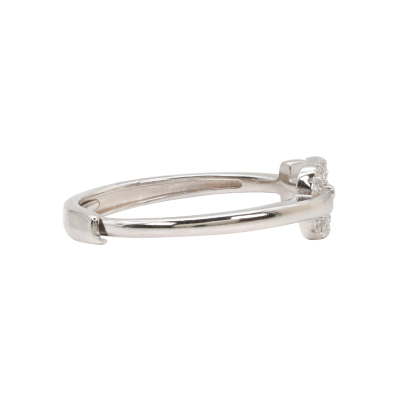 Silver & CZ Intertwined Heart Ring