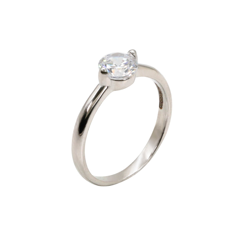 Classic Solitaire Sterling Silver & CZ Ring