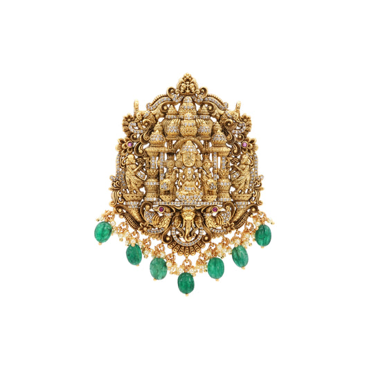 Gold-Plated Oxidized Silver Lakshmi Necklace Set