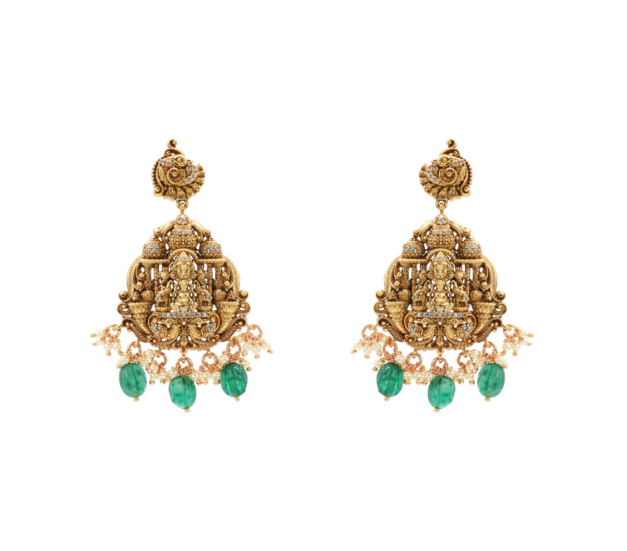 Gold-Plated Oxidized Silver Lakshmi Necklace Set