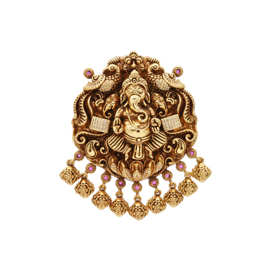 Gold-Plated Oxidized Silver Ganesha Necklace Set
