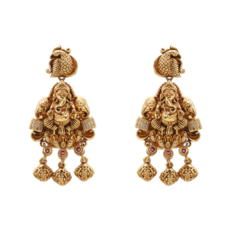 Gold-Plated Oxidized Silver Ganesha Necklace Set