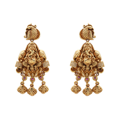 Gold-Plated Oxidized Silver Ganesha Necklace Set