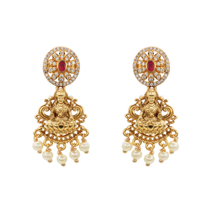 Gold-Plated Oxidized Silver Lakshmi Temple Necklace Set