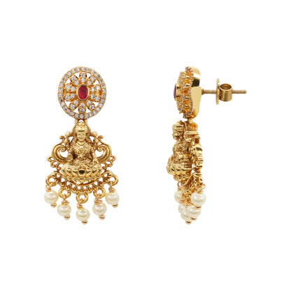 Gold-Plated Oxidized Silver Lakshmi Temple Necklace Set