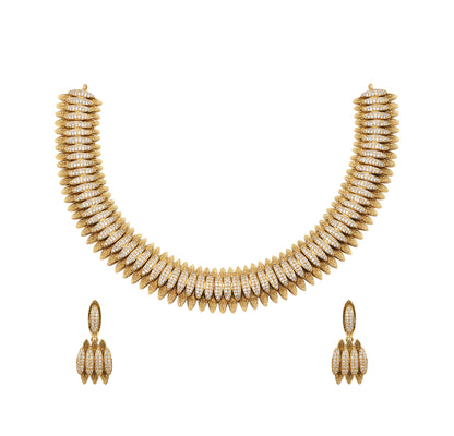 Antique Gold-Plated Necklace Set with CZ Accents