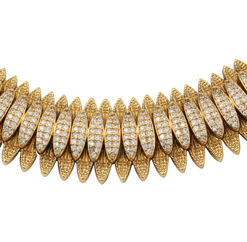 Antique Gold-Plated Necklace Set with CZ Accents