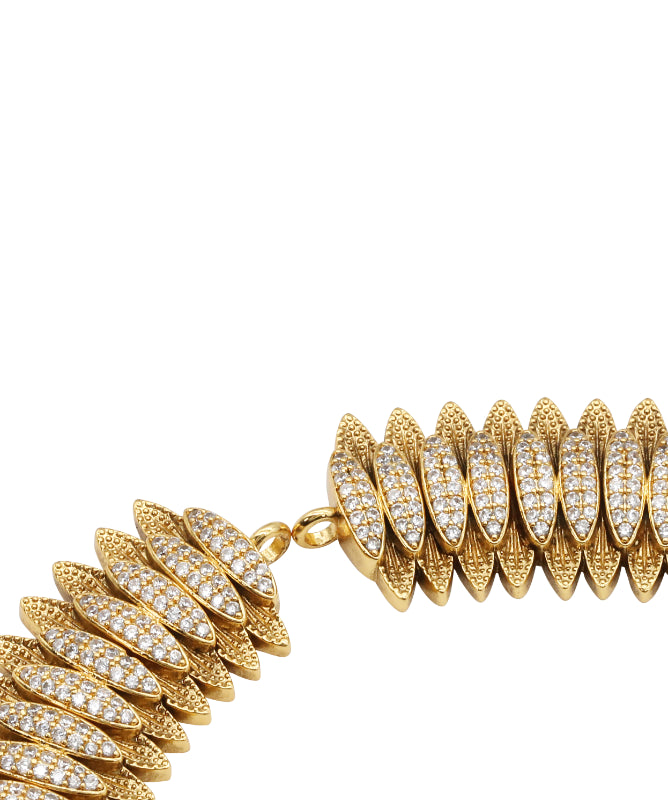 Antique Gold-Plated Necklace Set with CZ Accents