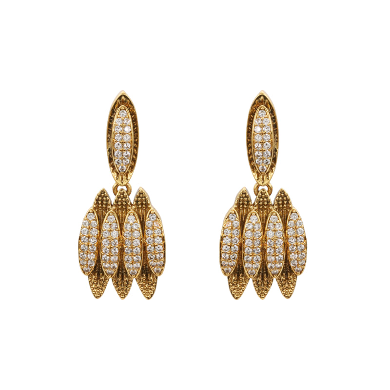 Antique Gold-Plated Necklace Set with CZ Accents