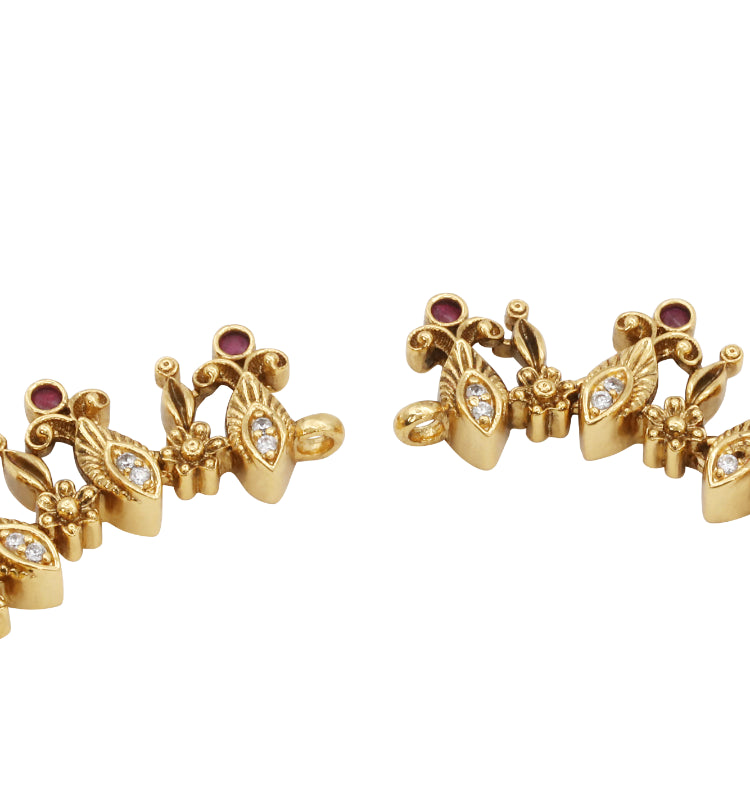 Gold-Plated Lakshmi Necklace Set with Pearl Drops