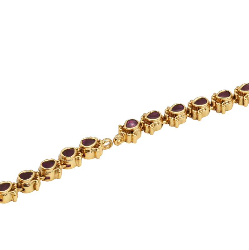 Antique Gold-Plated Lakshmi Necklace Set with Ruby Accents