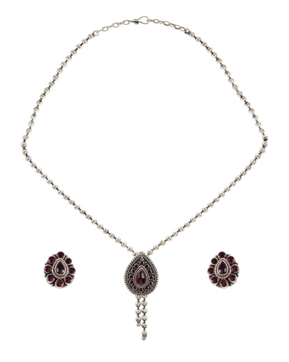 Vintage Ruby Bloom Silver Set