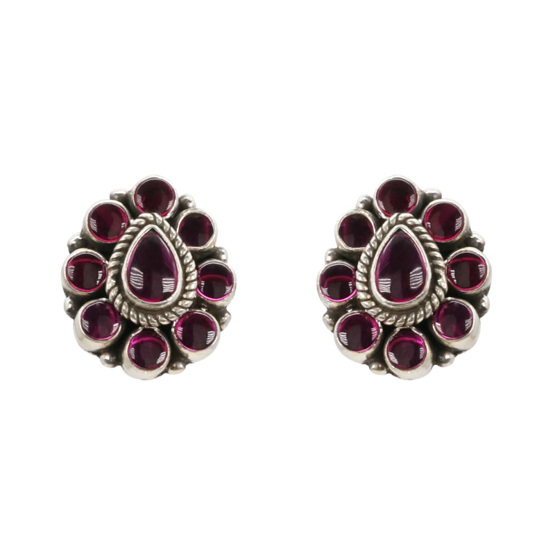 Vintage Ruby Bloom Silver Set