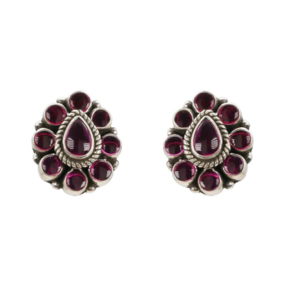 Vintage Ruby Bloom Silver Set