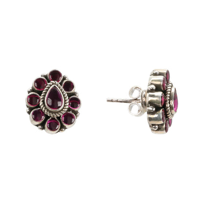 Vintage Ruby Bloom Silver Set