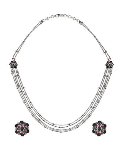 Woven Gem Cascade Silver Set