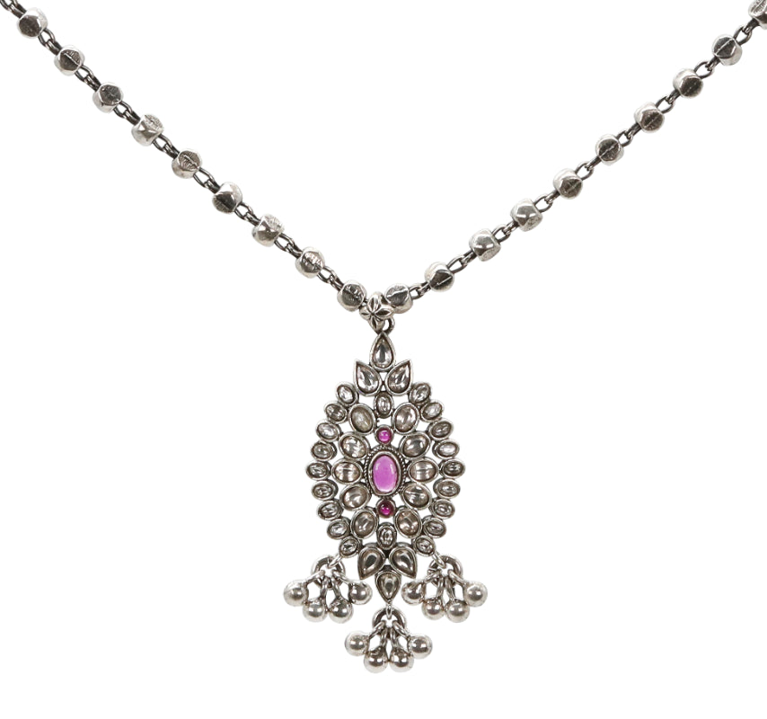 Filigree Ruby CZ Silver Set