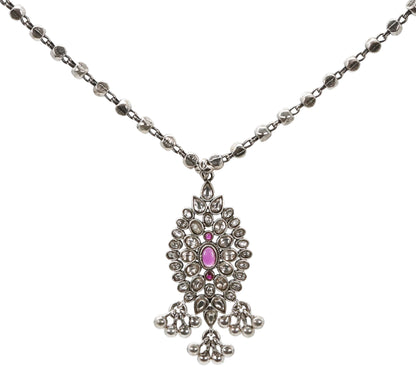 Filigree Ruby CZ Silver Set